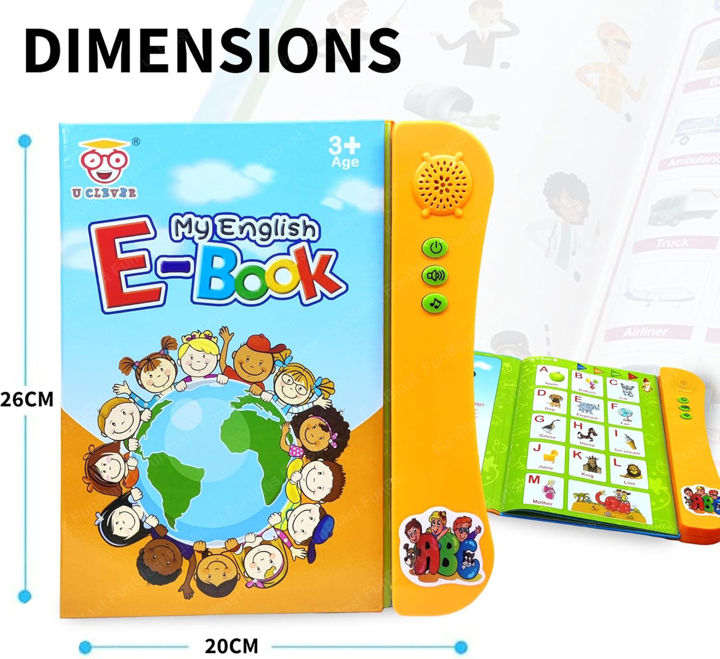 FunBlast Interactive Children Book -Musical English Educational Phonetic Learning Book for 3 + Year Kids, Boys, Toddlers (Multicolor) (My English E-Book)