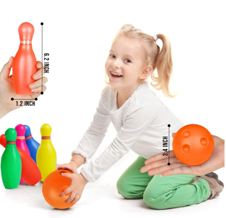 Twiddlers The Skittles Bowling Set for Kids - Ten Pin Game with 2 Balls - Fun Indoors Outdoors Garden Lawn Birthday Gifts Toys, Kids Over 3 Years Old