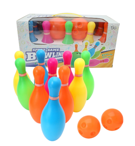Twiddlers The Skittles Bowling Set for Kids - Ten Pin Game with 2 Balls - Fun Indoors Outdoors Garden Lawn Birthday Gifts Toys, Kids Over 3 Years Old
