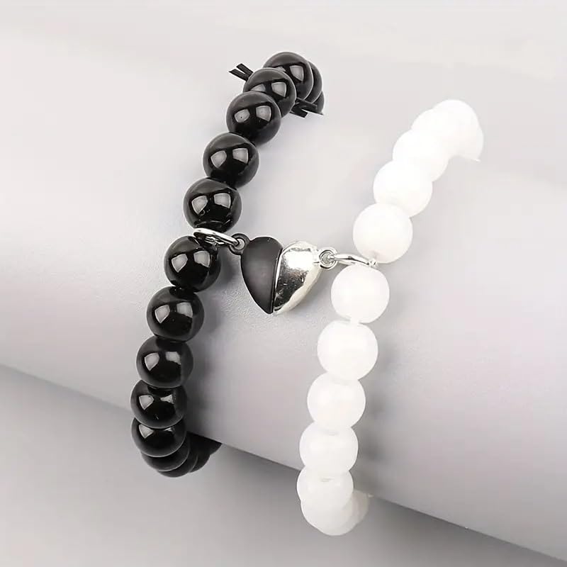 Beads Heart Magnetic Distance Bracelet Set Couple Bracelet