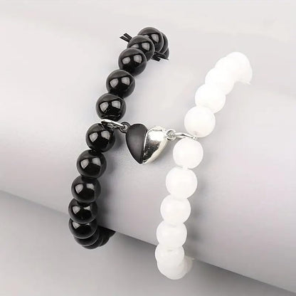 Beads Heart Magnetic Distance Bracelet Set Couple Bracelet
