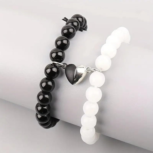 Beads Heart Magnetic Distance Bracelet Set Couple Bracelet