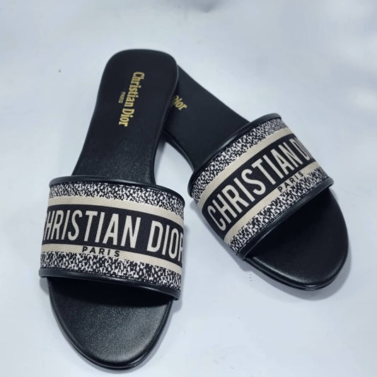 LADIES PRINTED DIOR SLIPPER FLAT