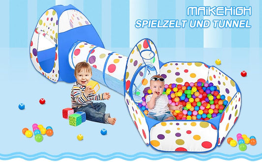 3 in 1 Tunnel Tent House For Kids With 50 Soft Balls