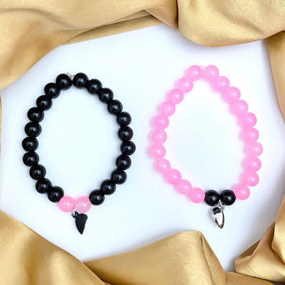 Beads Heart Magnetic Distance Bracelet Set Couple Bracelet