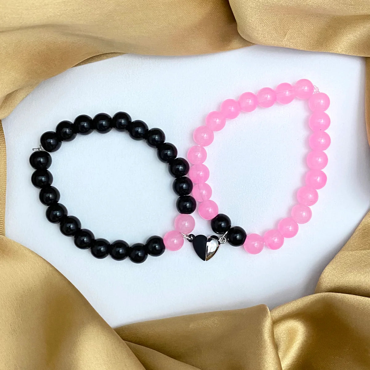 Beads Heart Magnetic Distance Bracelet Set Couple Bracelet