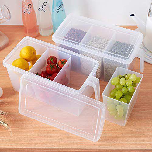 Multipurpose Space Saving 3 Section Plastic Food Storage Container with LID