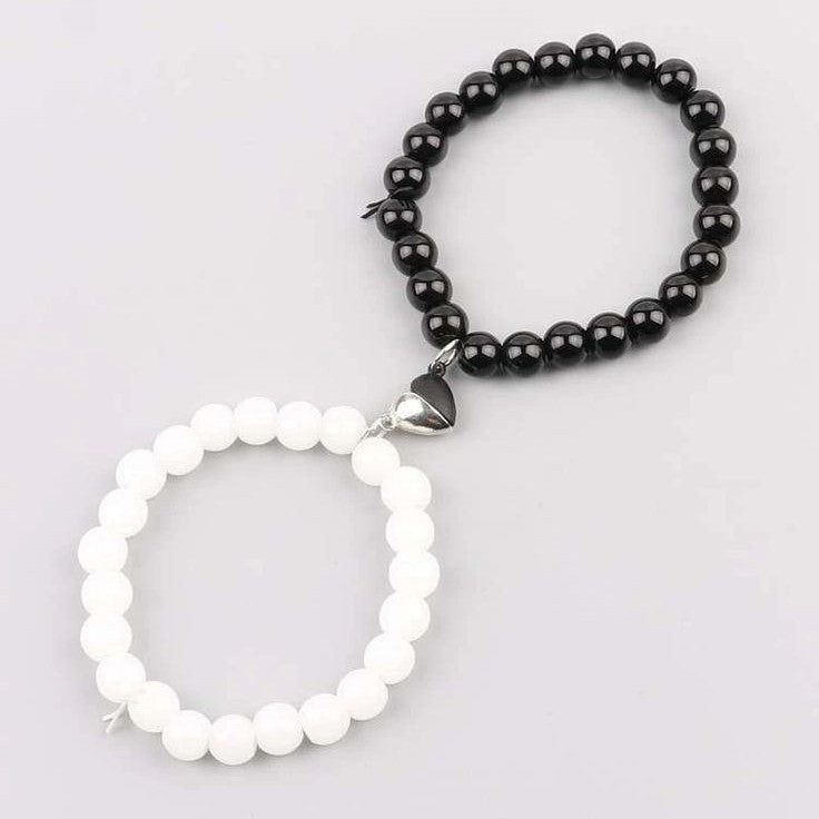 Beads Heart Magnetic Distance Bracelet Set Couple Bracelet